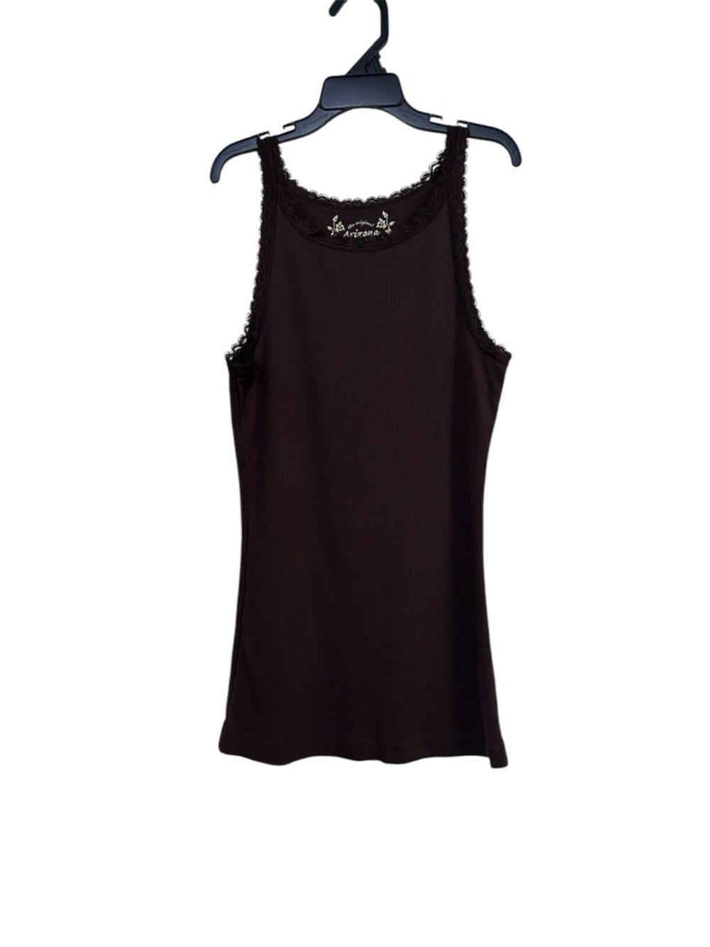 Arizona Jean Co. Brown Lace Trim Ribbed Cotton Tank Top XL